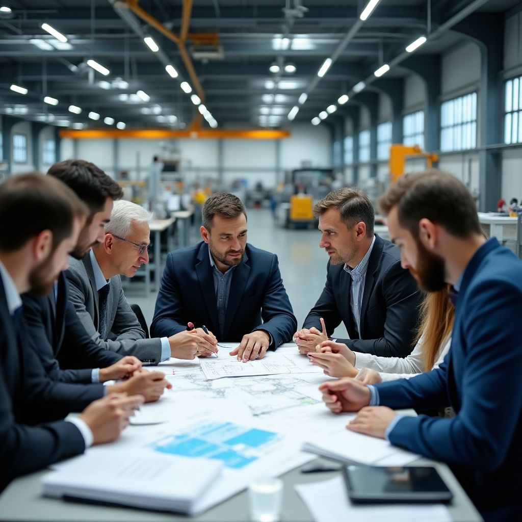 Strategic planning session with manufacturing client